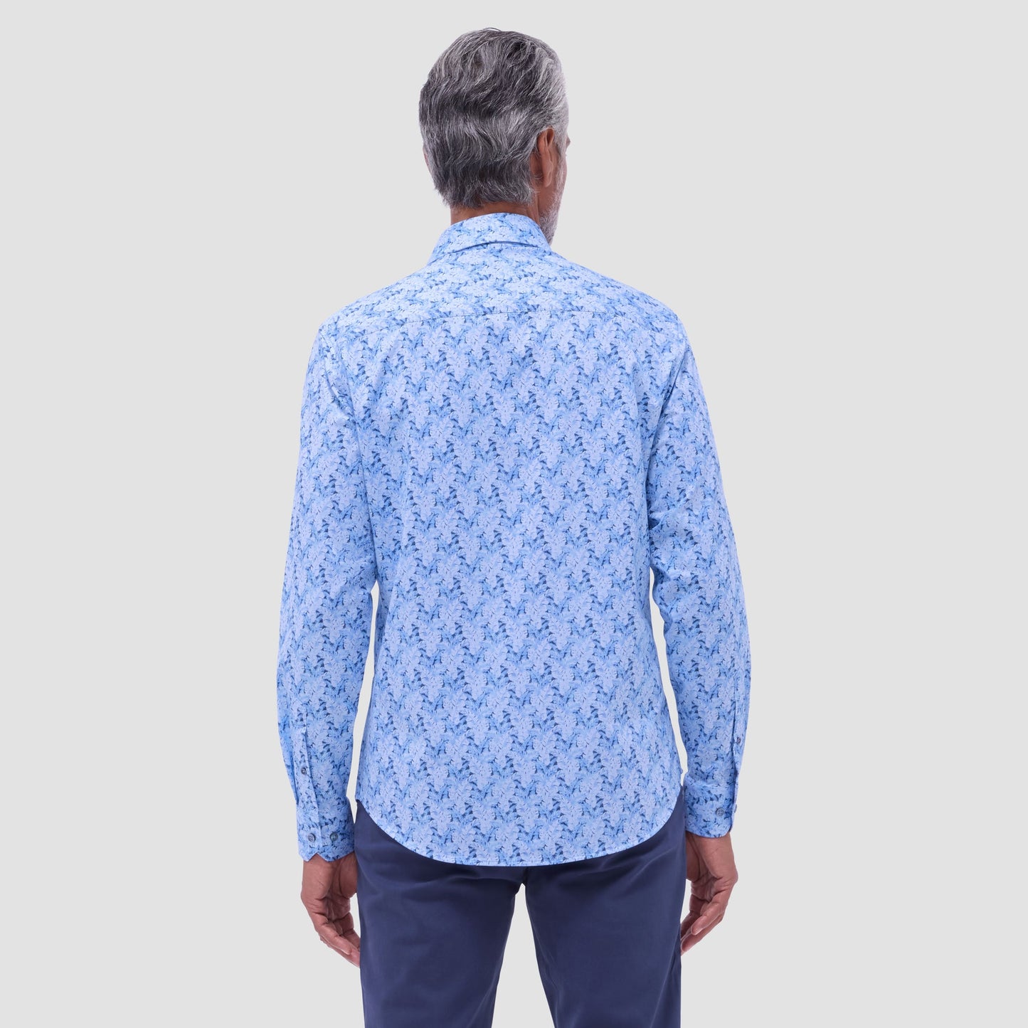 Bugatchi Jimmy Double-Sided Leaf & Diamond OoohCotton® Shirt Air Blue