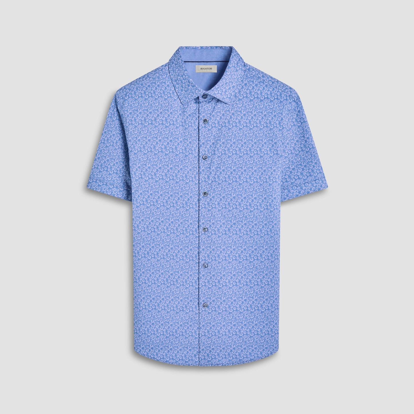 Bugatchi Myron Double-Sided Geometric & Solid OoohCotton® Short-Sleeve Shirt Cobalt