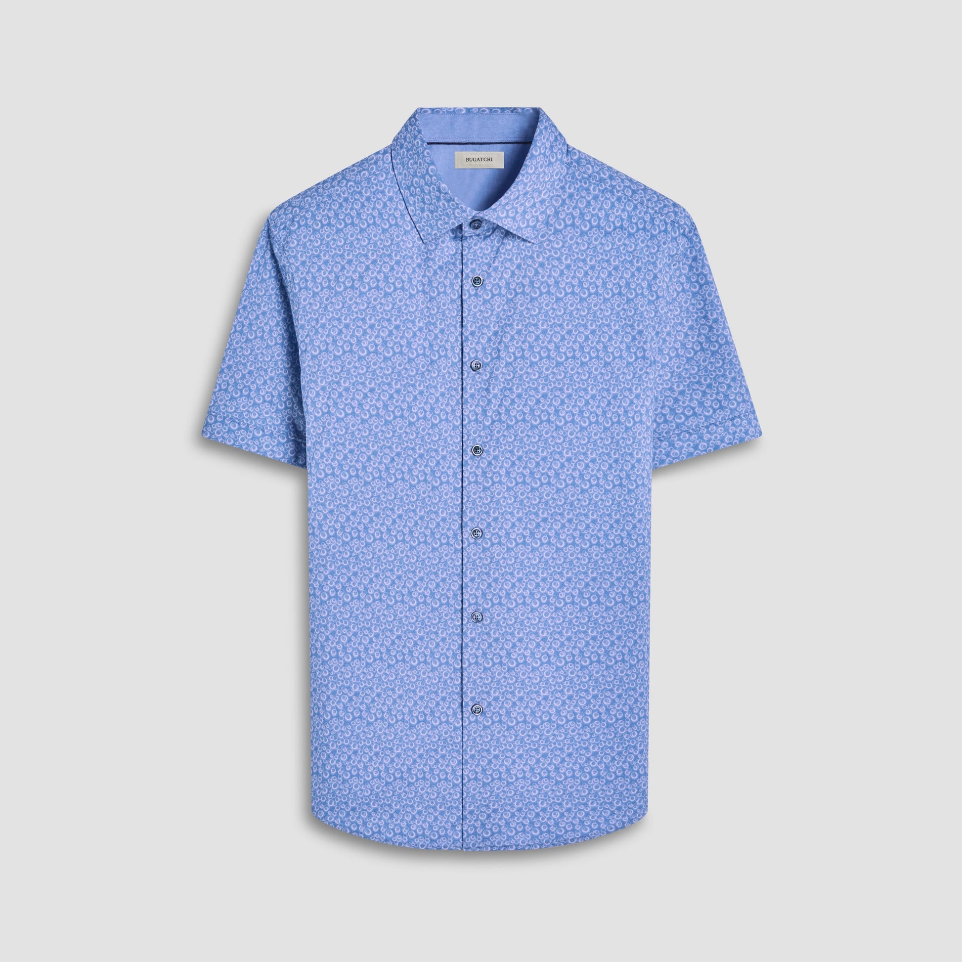 Bugatchi Myron Double-Sided Geometric & Solid OoohCotton® Short-Sleeve Shirt Cobalt