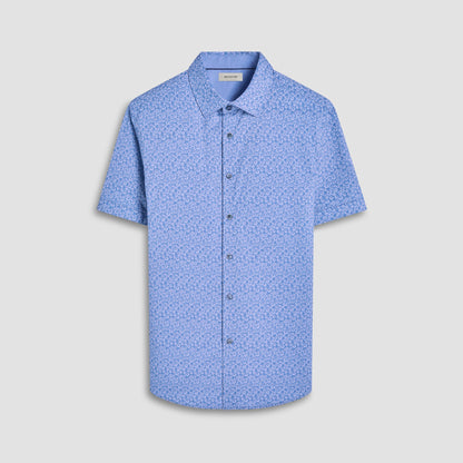 Bugatchi Myron Double-Sided Geometric & Solid OoohCotton® Short-Sleeve Shirt Cobalt