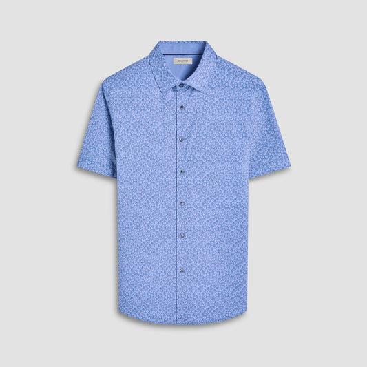 Bugatchi Myron Double-Sided Geometric & Solid OoohCotton® Short-Sleeve Shirt Cobalt