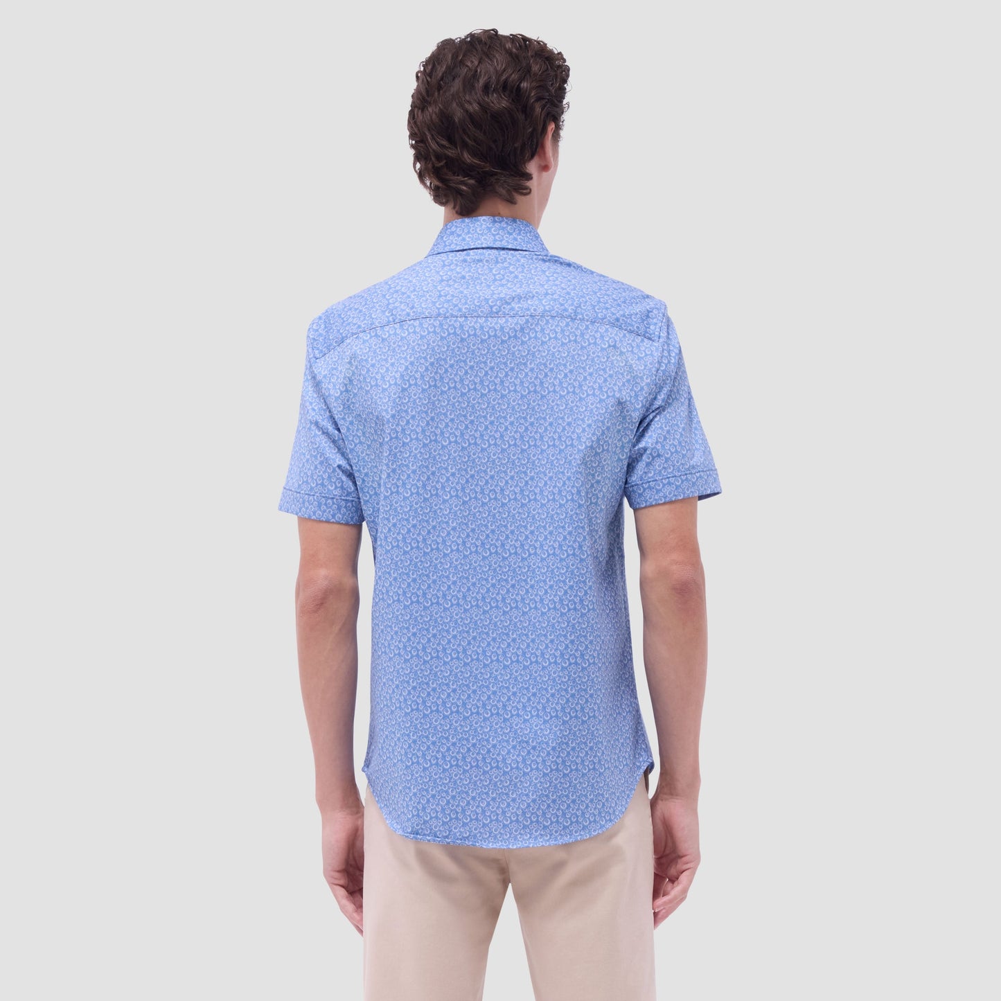 Bugatchi Myron Double-Sided Geometric & Solid OoohCotton® Short-Sleeve Shirt Cobalt