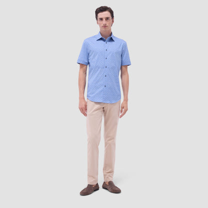 Bugatchi Myron Double-Sided Geometric & Solid OoohCotton® Short-Sleeve Shirt Cobalt