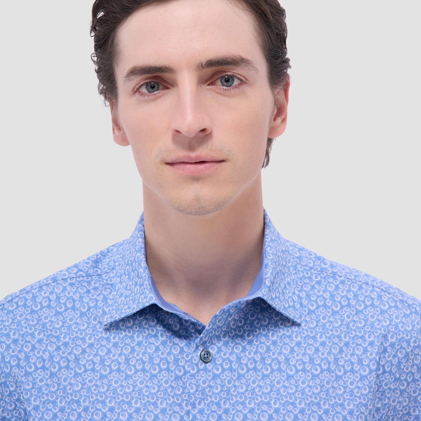 Bugatchi Myron Double-Sided Geometric & Solid OoohCotton® Short-Sleeve Shirt Cobalt