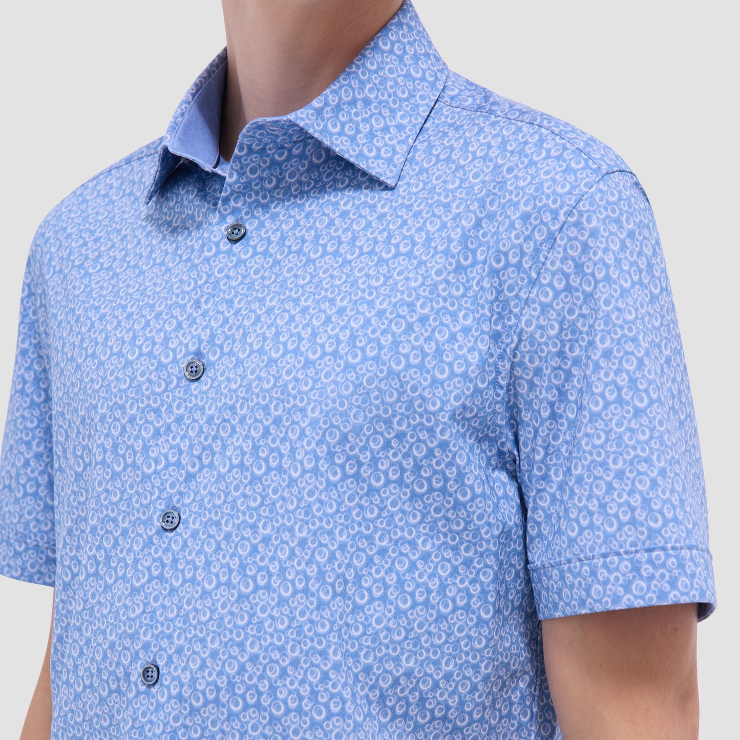 Bugatchi Myron Double-Sided Geometric & Solid OoohCotton® Short-Sleeve Shirt Cobalt