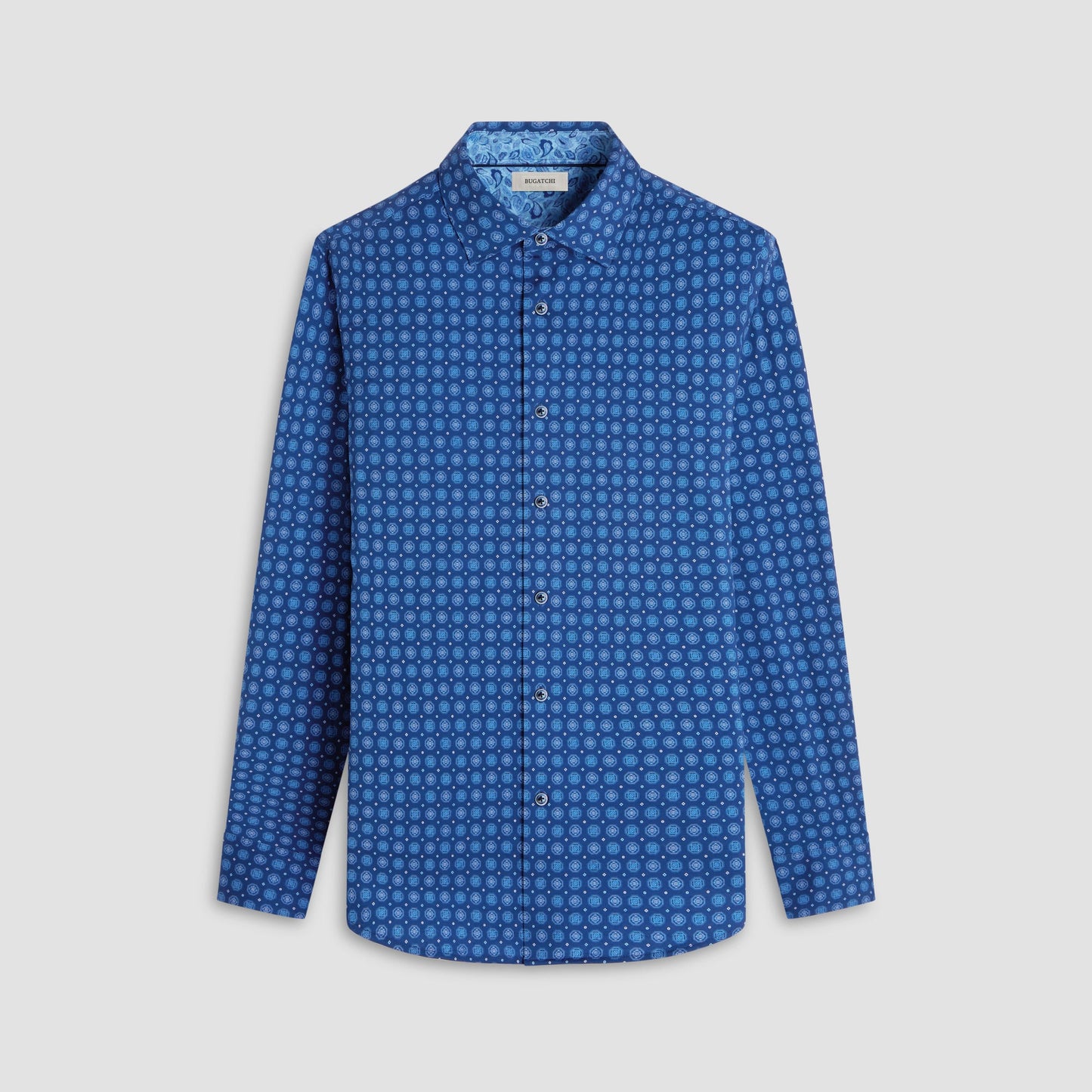 Bugatchi Jimmy Double-Sided Medallion & Paisley OoohCotton® Shirt Indigo