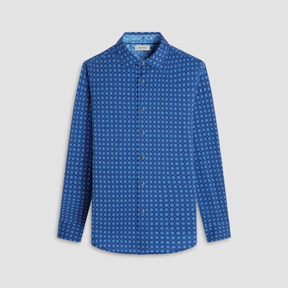 Bugatchi Jimmy Double-Sided Medallion & Paisley OoohCotton® Shirt Indigo