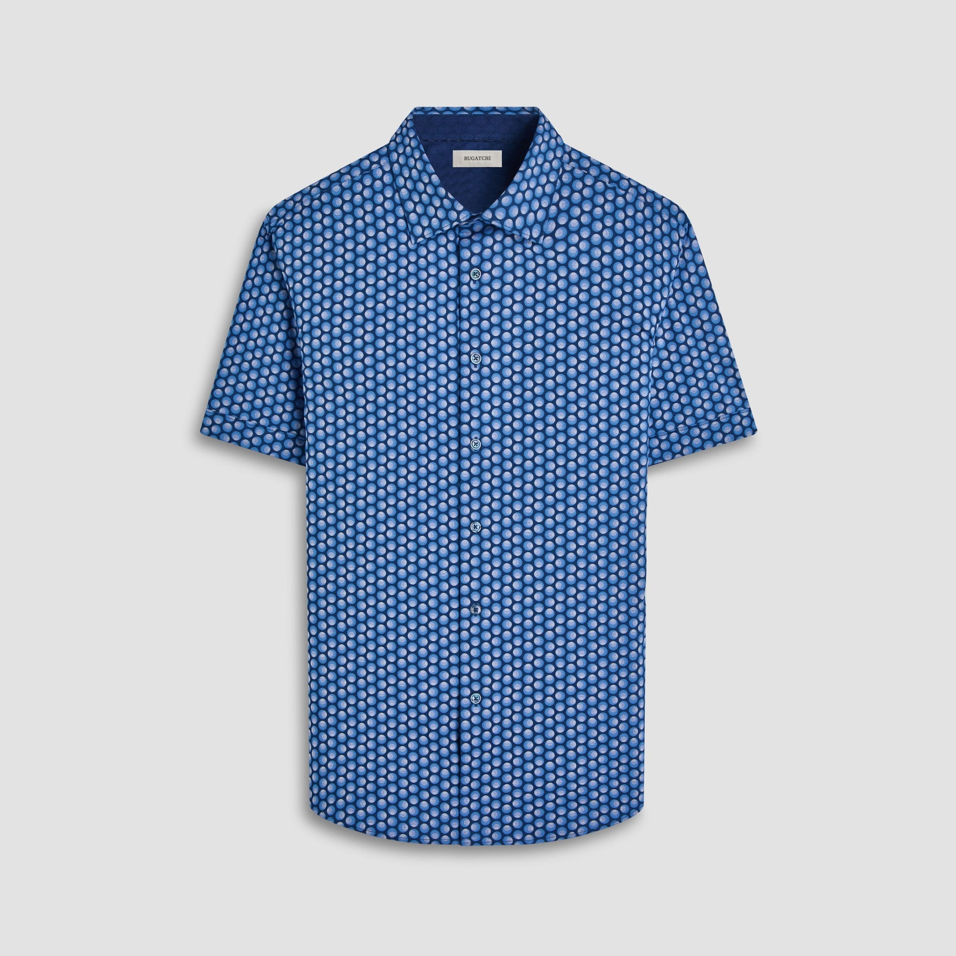 Bugatchi Myron Double-Sided Geometric & Solid OoohCotton® Short-Sleeve Shirt Cobalt