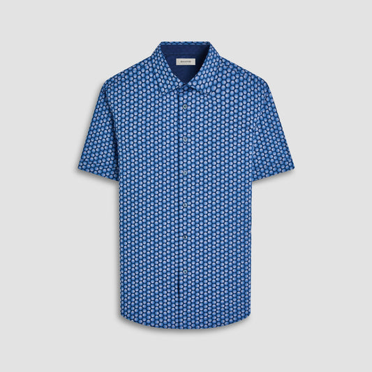 Bugatchi Myron Double-Sided Geometric & Solid OoohCotton® Short-Sleeve Shirt Cobalt