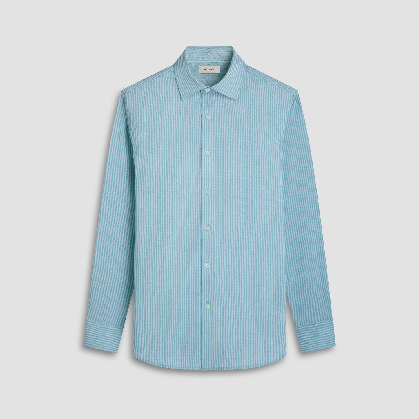 Bugatchi Jimmy Double-Sided Stripe & Leaf OoohCotton® Shirt Menthol