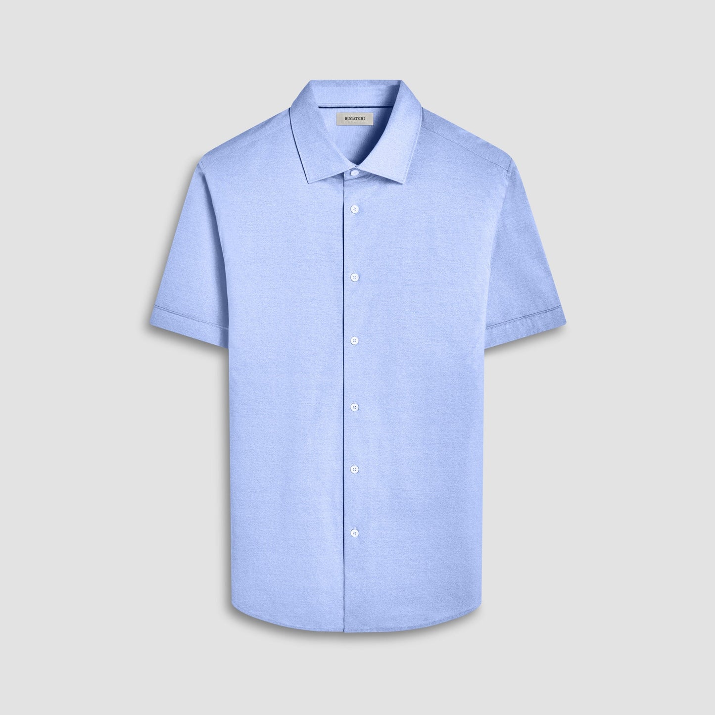 Bugatchi Myron Double-Sided Solid OoohCotton® Short-Sleeve Shirt Air Blue