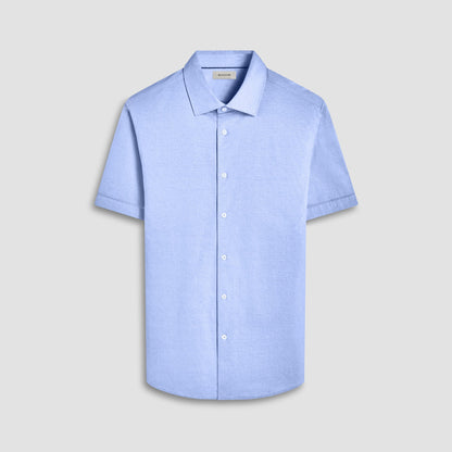 Bugatchi Myron Double-Sided Solid OoohCotton® Short-Sleeve Shirt Air Blue
