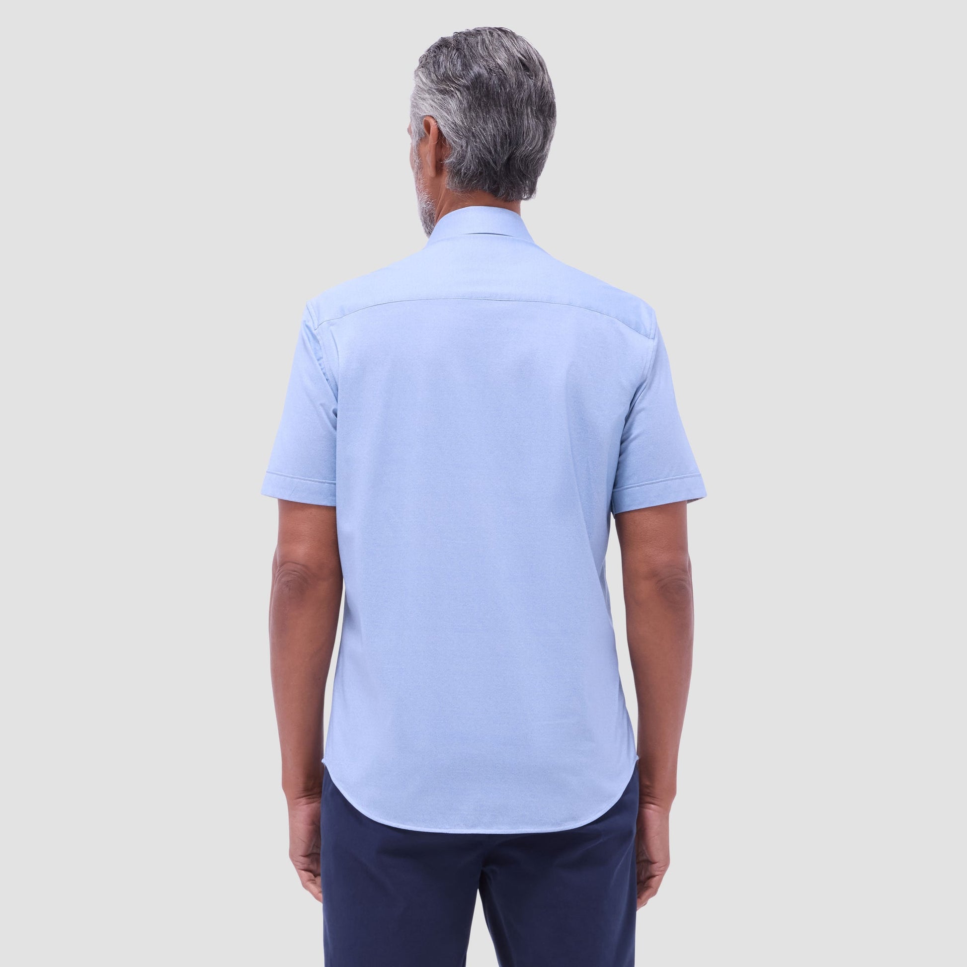 Bugatchi Myron Double-Sided Solid OoohCotton® Short-Sleeve Shirt Air Blue