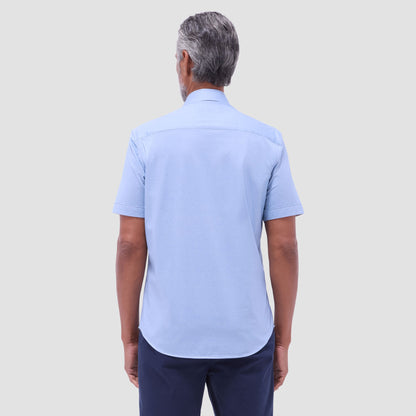 Bugatchi Myron Double-Sided Solid OoohCotton® Short-Sleeve Shirt Air Blue