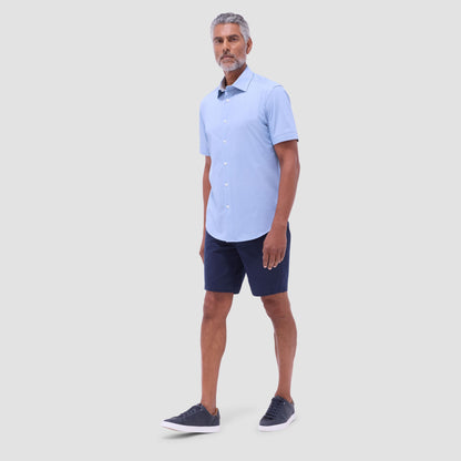Bugatchi Myron Double-Sided Solid OoohCotton® Short-Sleeve Shirt Air Blue