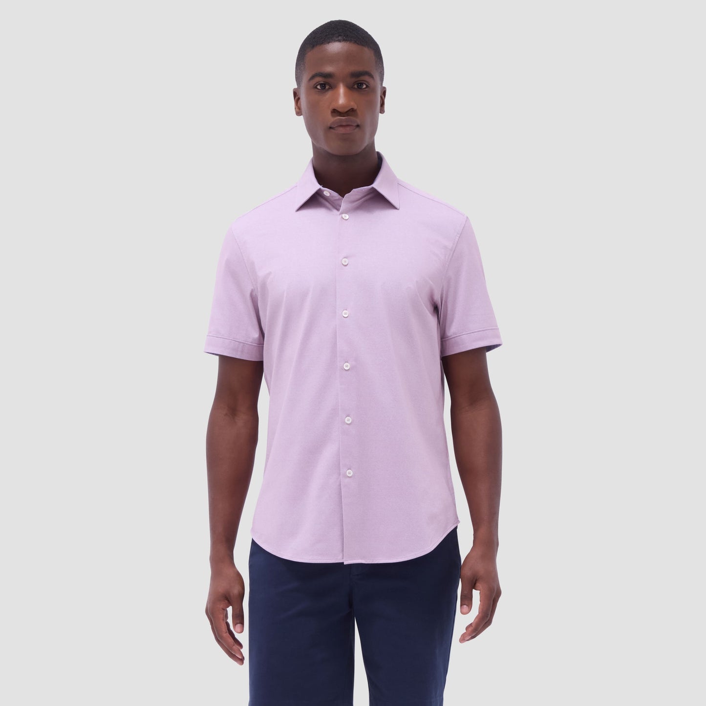 Bugatchi Myron Double-Sided Solid OoohCotton® Short-Sleeve Shirt Dusty Pink