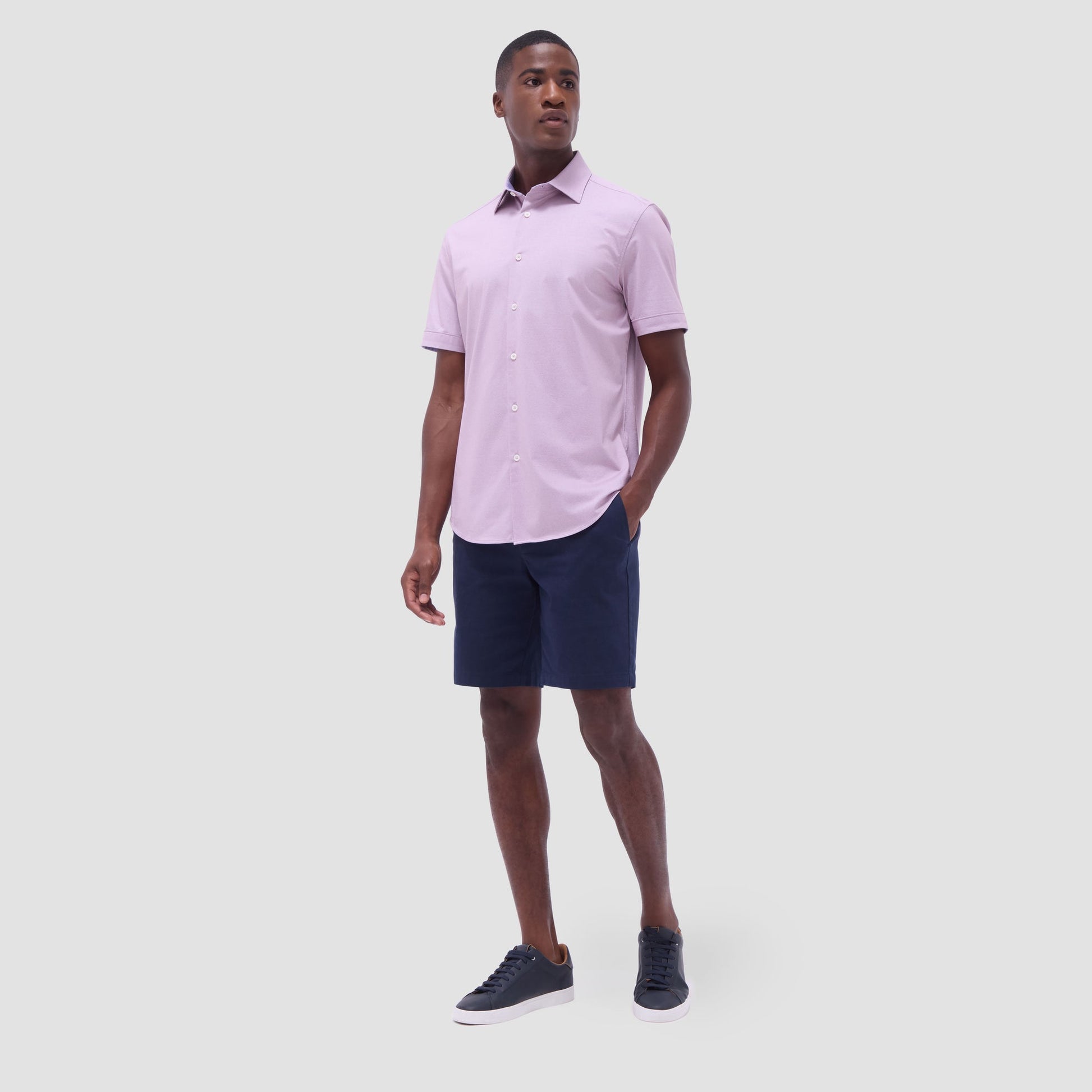 Bugatchi Myron Double-Sided Solid OoohCotton® Short-Sleeve Shirt Dusty Pink