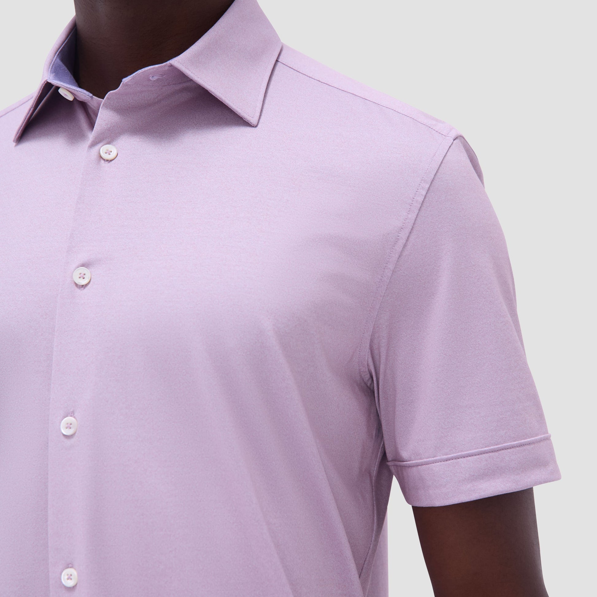 Bugatchi Myron Double-Sided Solid OoohCotton® Short-Sleeve Shirt Dusty Pink