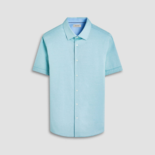 Bugatchi Myron Double-Sided Solid OoohCotton® Short-Sleeve Shirt Menthol