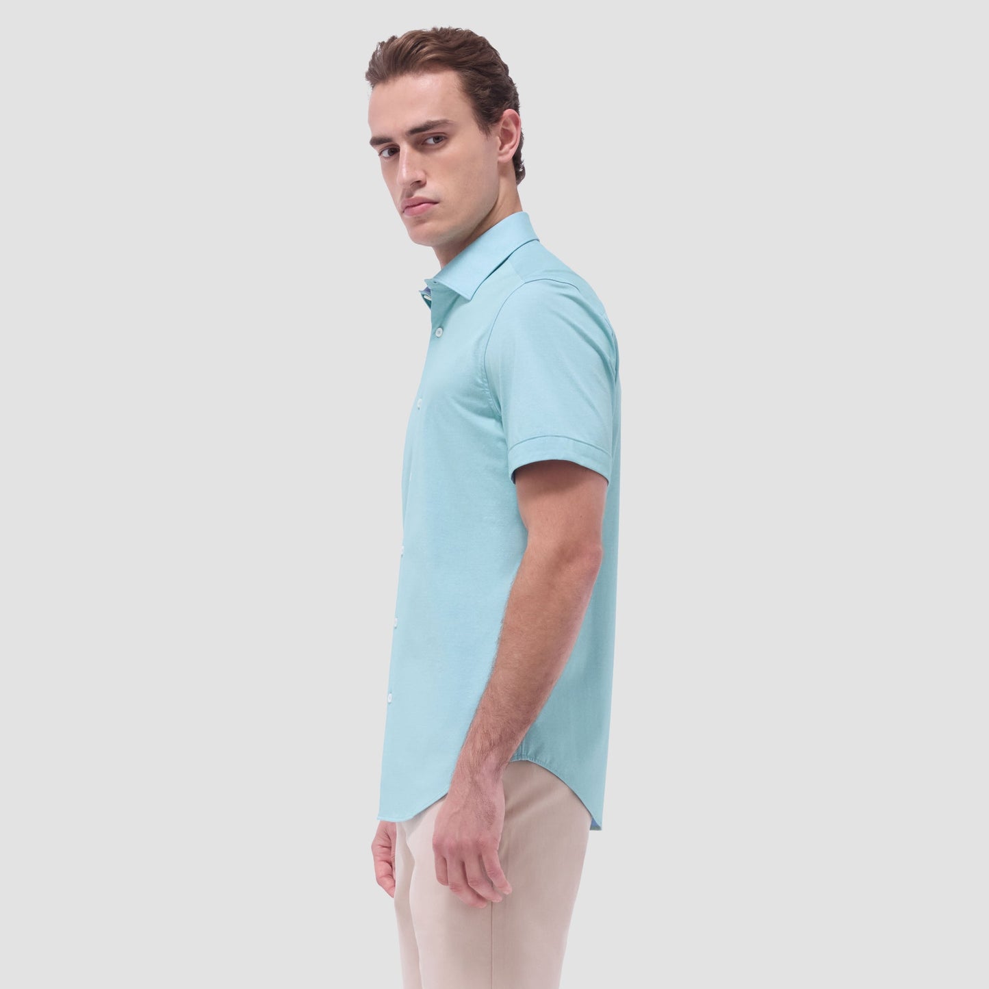 Bugatchi Myron Double-Sided Solid OoohCotton® Short-Sleeve Shirt Menthol
