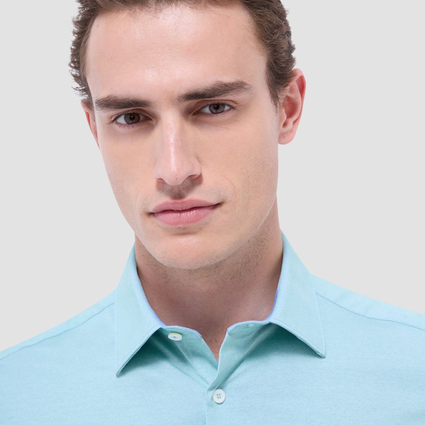 Bugatchi Myron Double-Sided Solid OoohCotton® Short-Sleeve Shirt Menthol