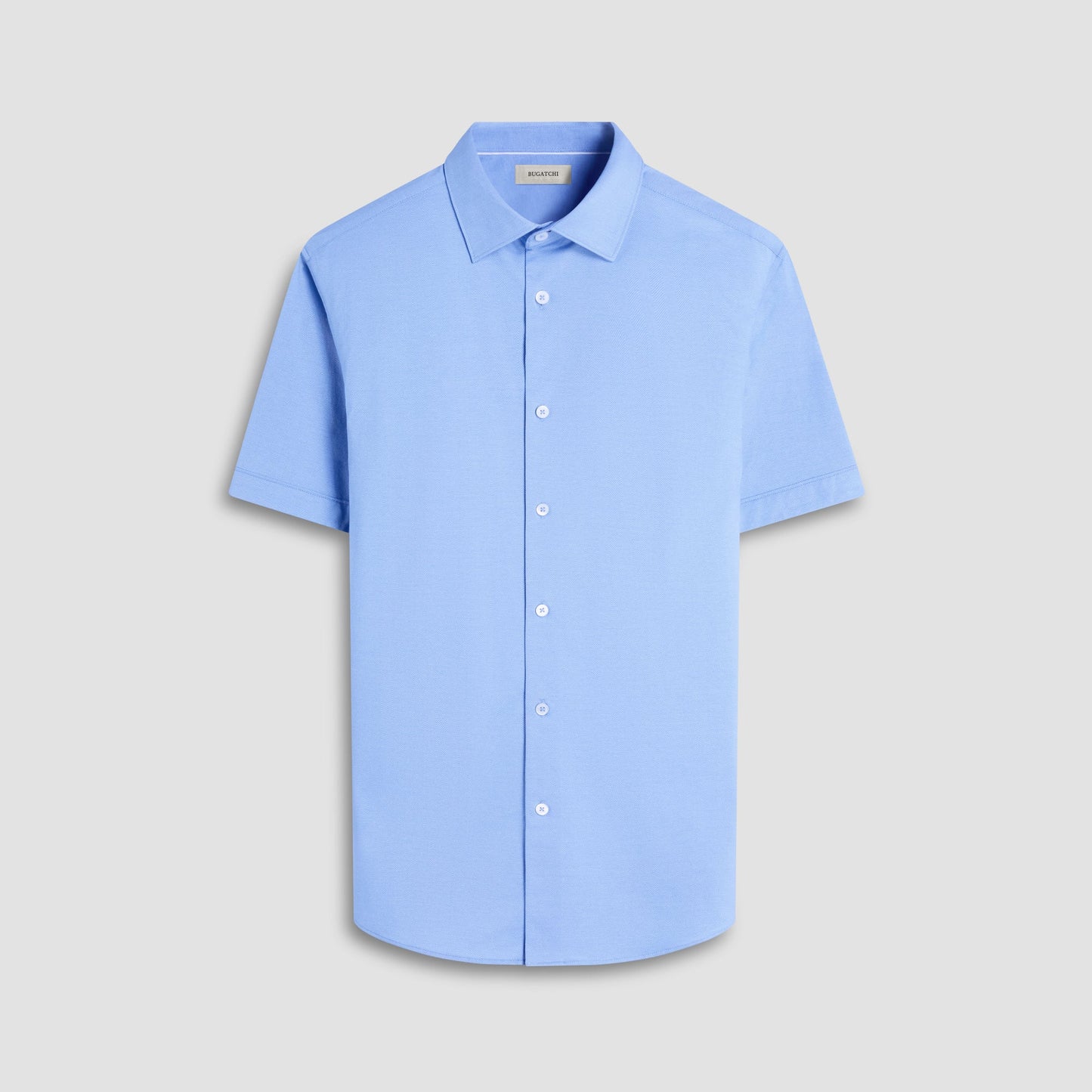 Bugatchi Myron Double-Sided Herringbone & Solid OoohCotton® Short-Sleeve Shirt Air Blue