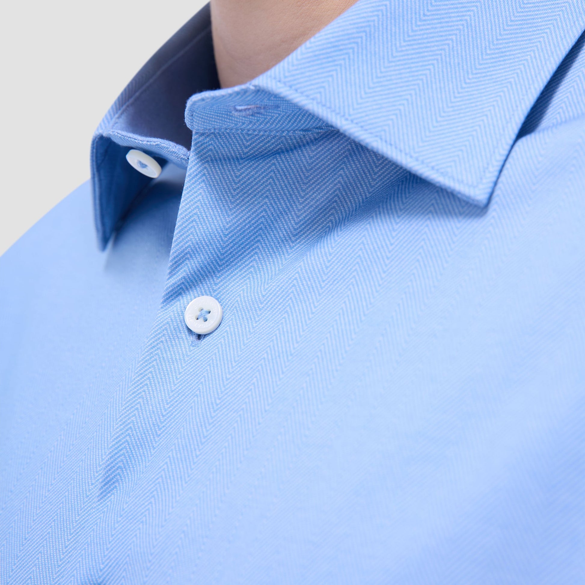 Bugatchi Myron Double-Sided Herringbone & Solid OoohCotton® Short-Sleeve Shirt Air Blue