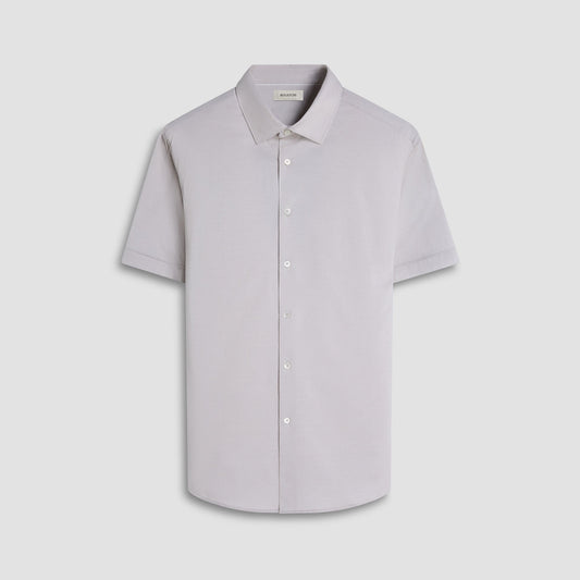 Bugatchi Myron Double-Sided Herringbone & Solid OoohCotton® Short-Sleeve Shirt Almond