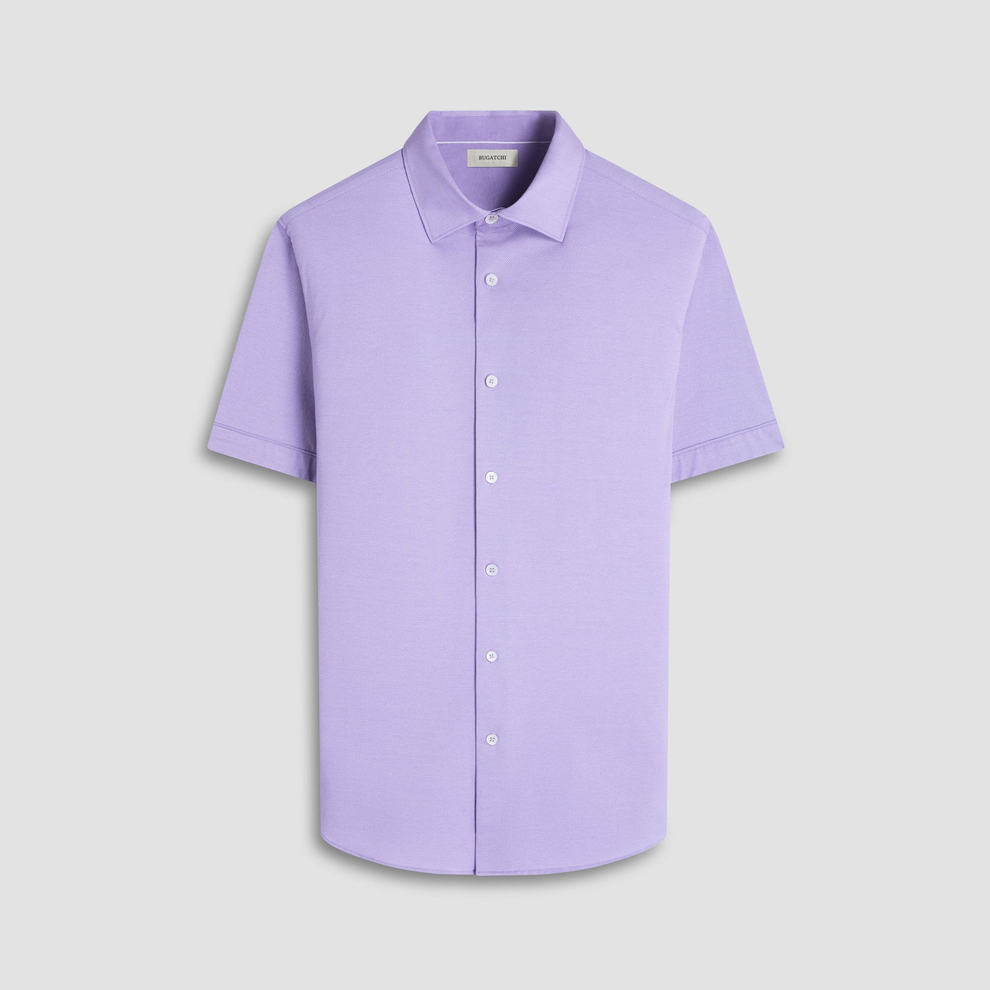 Bugatchi Myron Double-Sided Herringbone & Solid OoohCotton® Short-Sleeve Shirt Lilac
