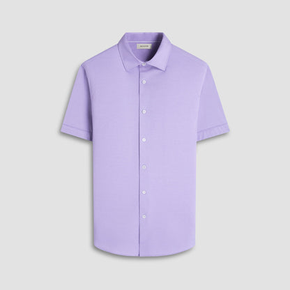 Bugatchi Myron Double-Sided Herringbone & Solid OoohCotton® Short-Sleeve Shirt Lilac