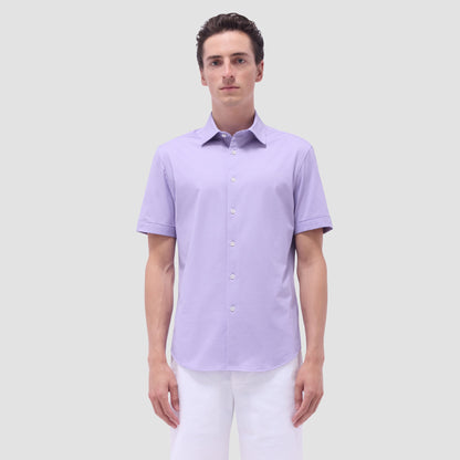 Bugatchi Myron Double-Sided Herringbone & Solid OoohCotton® Short-Sleeve Shirt Lilac