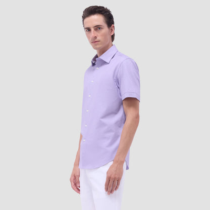 Bugatchi Myron Double-Sided Herringbone & Solid OoohCotton® Short-Sleeve Shirt Lilac