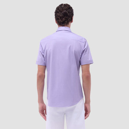 Bugatchi Myron Double-Sided Herringbone & Solid OoohCotton® Short-Sleeve Shirt Lilac