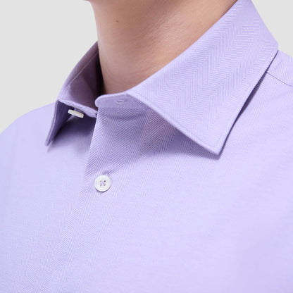 Bugatchi Myron Double-Sided Herringbone & Solid OoohCotton® Short-Sleeve Shirt Lilac
