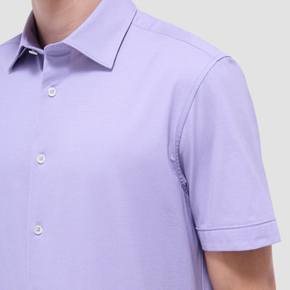 Bugatchi Myron Double-Sided Herringbone & Solid OoohCotton® Short-Sleeve Shirt Lilac