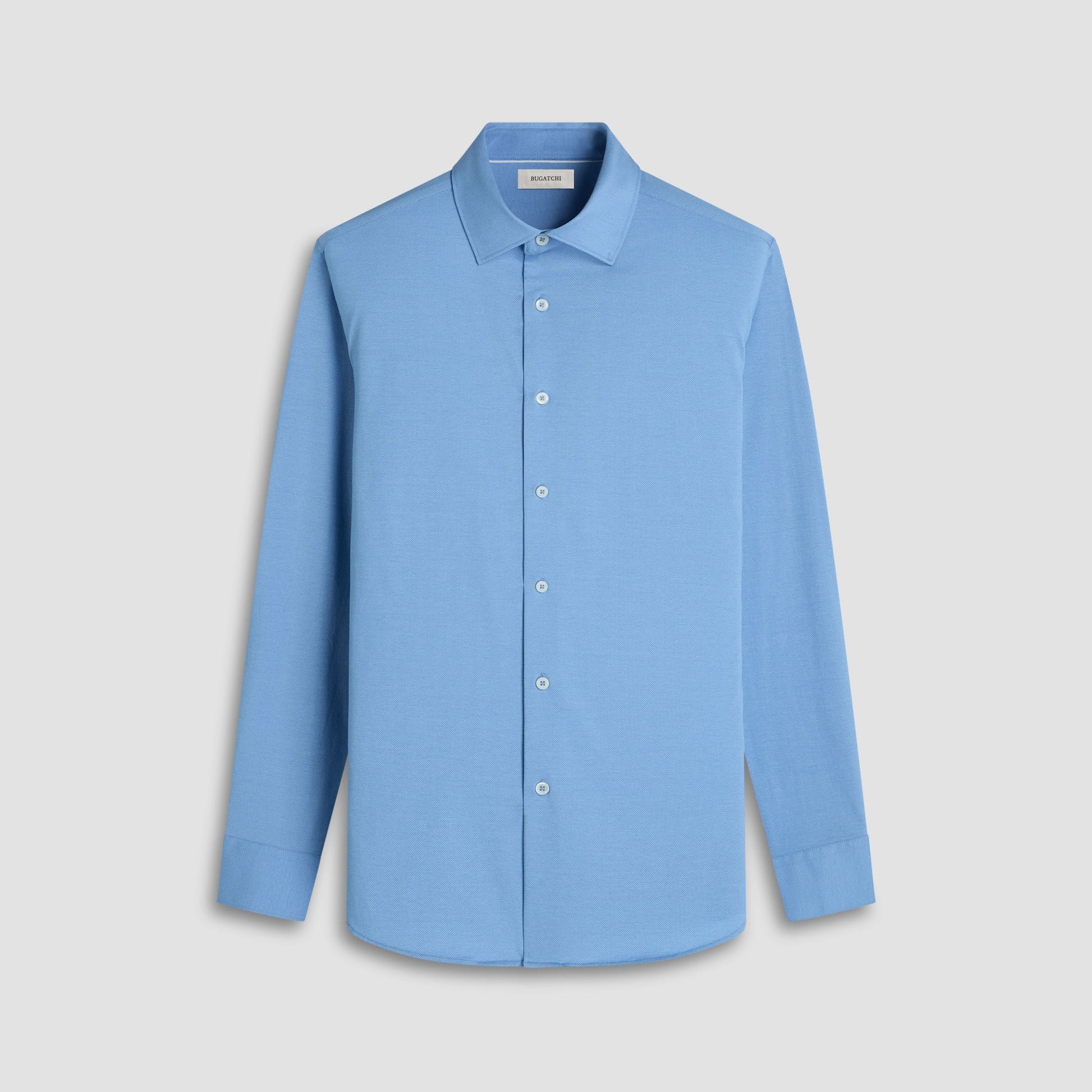 Bugatchi Jimmy Double-Sided Herringbone & Solid OoohCotton® Shirt Air Blue