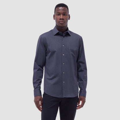 Bugatchi Jimmy Double-Sided Herringbone & Solid OoohCotton® Shirt Black
