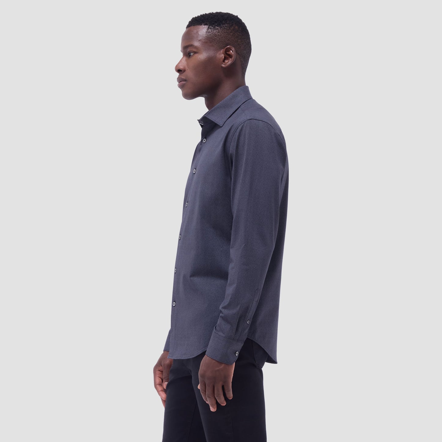 Bugatchi Jimmy Double-Sided Herringbone & Solid OoohCotton® Shirt Black