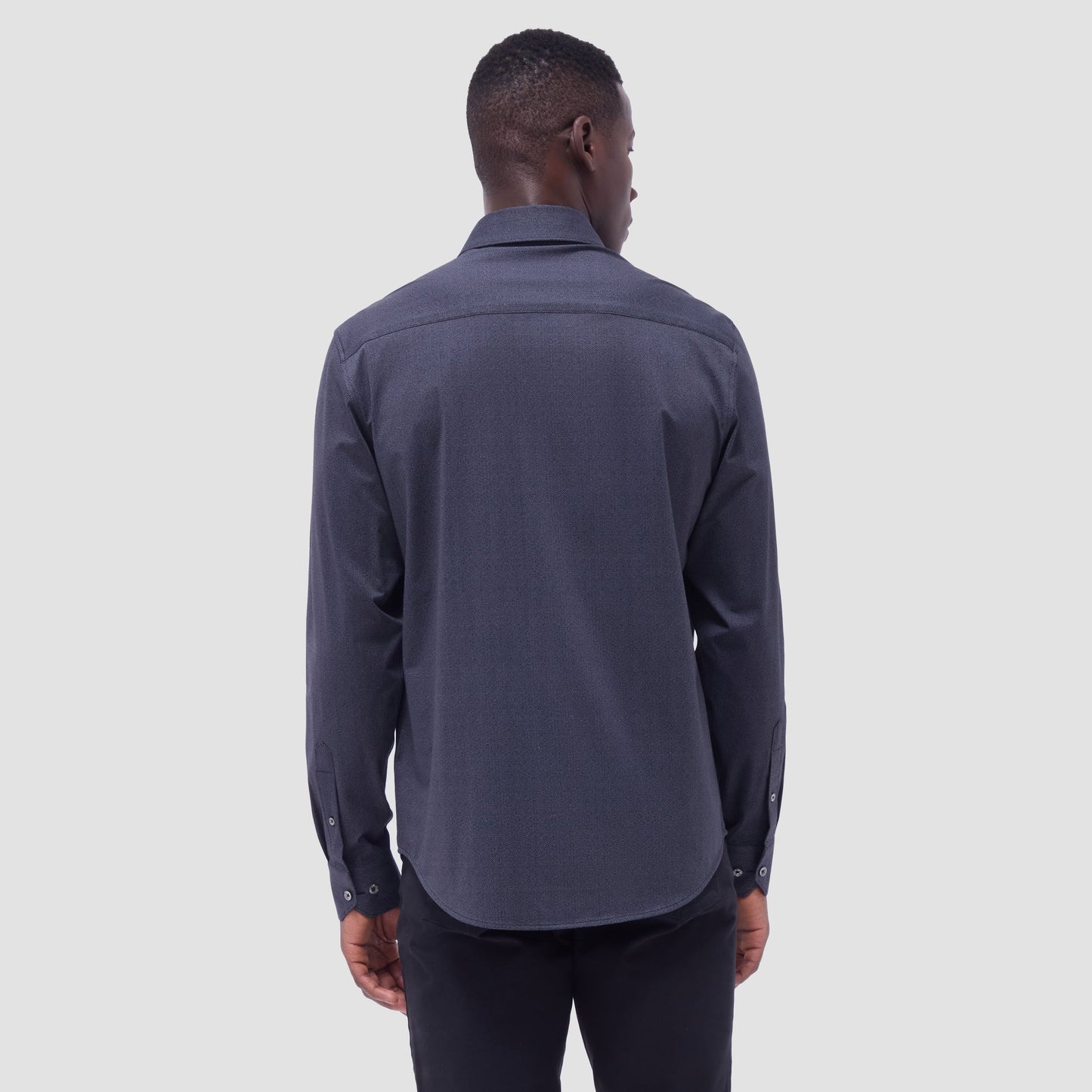 Bugatchi Jimmy Double-Sided Herringbone & Solid OoohCotton® Shirt Black