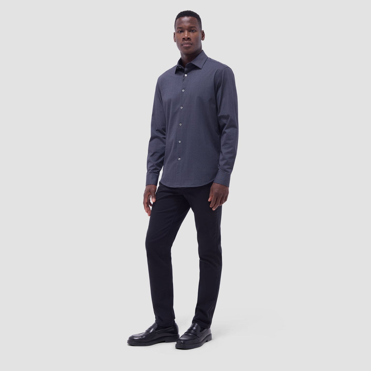 Bugatchi Jimmy Double-Sided Herringbone & Solid OoohCotton® Shirt Black