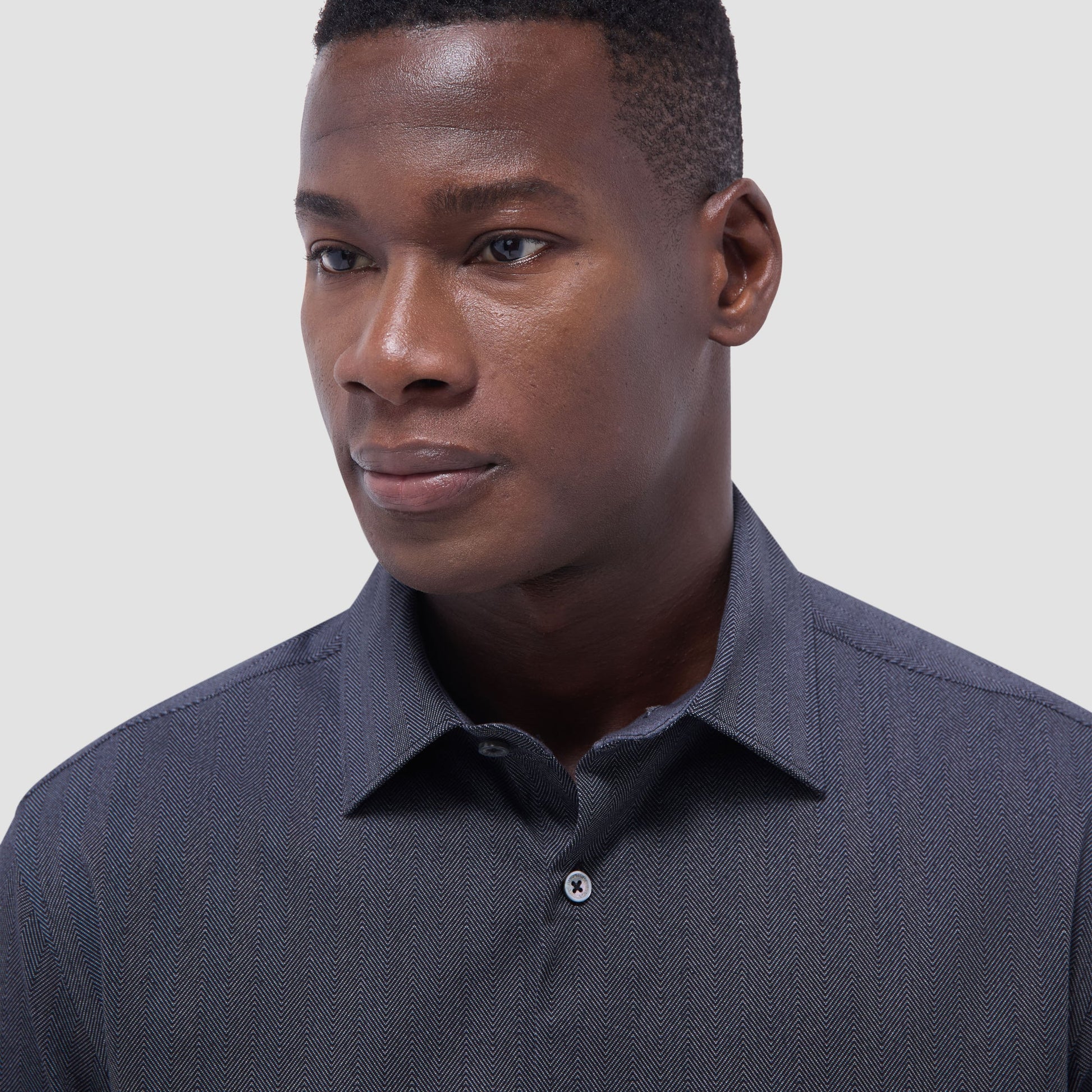 Bugatchi Jimmy Double-Sided Herringbone & Solid OoohCotton® Shirt Black