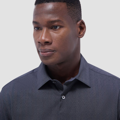 Bugatchi Jimmy Double-Sided Herringbone & Solid OoohCotton® Shirt Black