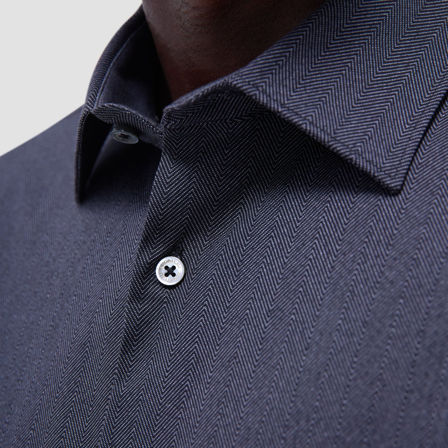 Bugatchi Jimmy Double-Sided Herringbone & Solid OoohCotton® Shirt Black