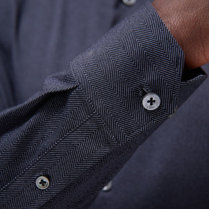 Bugatchi Jimmy Double-Sided Herringbone & Solid OoohCotton® Shirt Black
