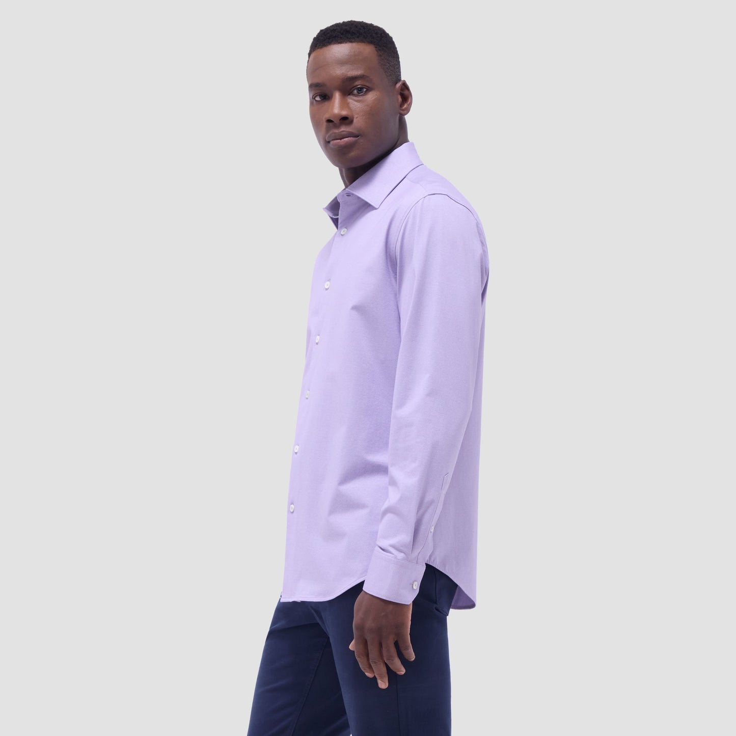 Bugatchi Jimmy Double-Sided Herringbone & Solid OoohCotton® Shirt Lilac