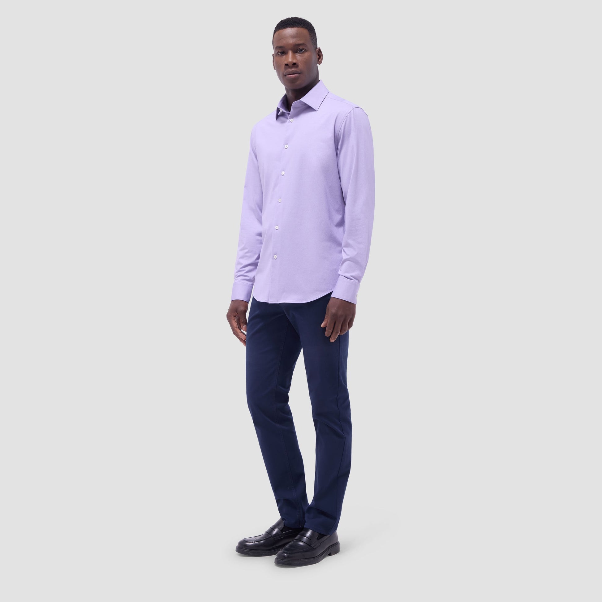 Bugatchi Jimmy Double-Sided Herringbone & Solid OoohCotton® Shirt Lilac