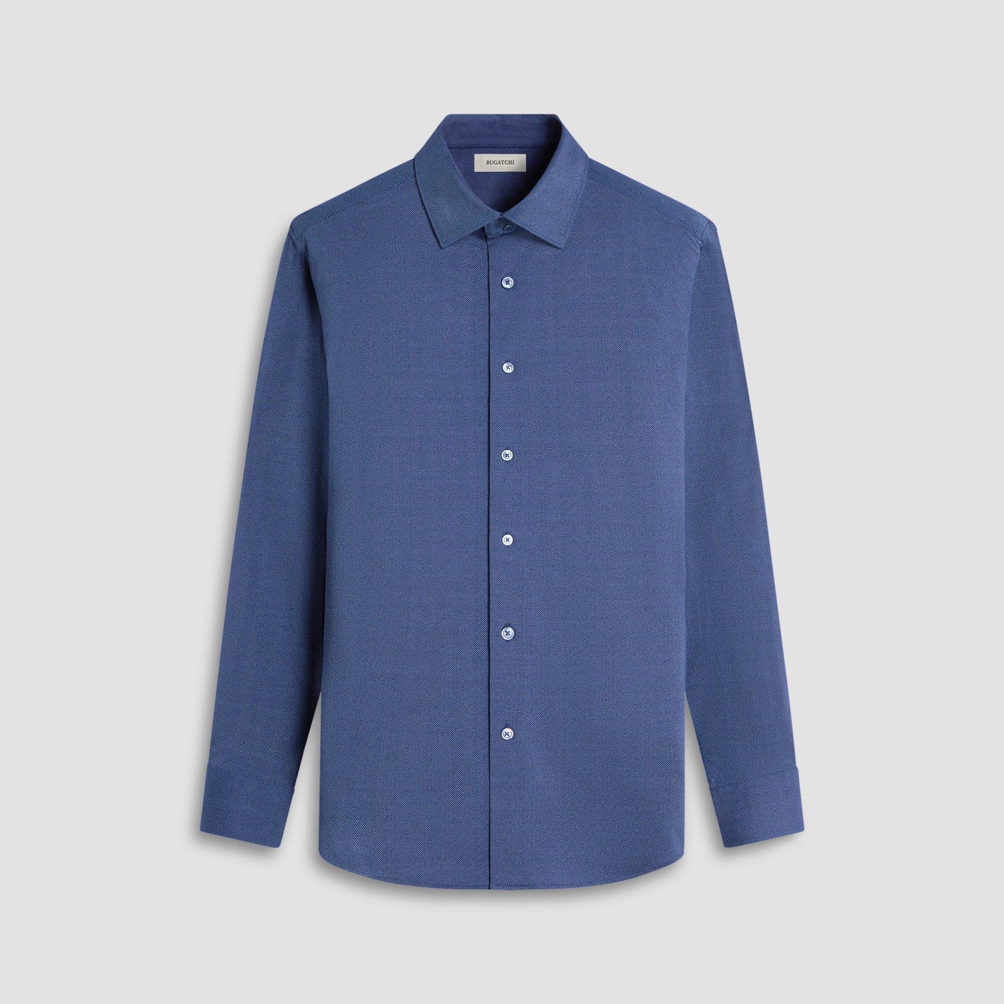 Bugatchi Jimmy Double-Sided Herringbone & Solid OoohCotton® Shirt Navy