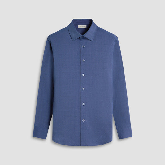 Bugatchi Jimmy Double-Sided Herringbone & Solid OoohCotton® Shirt Navy