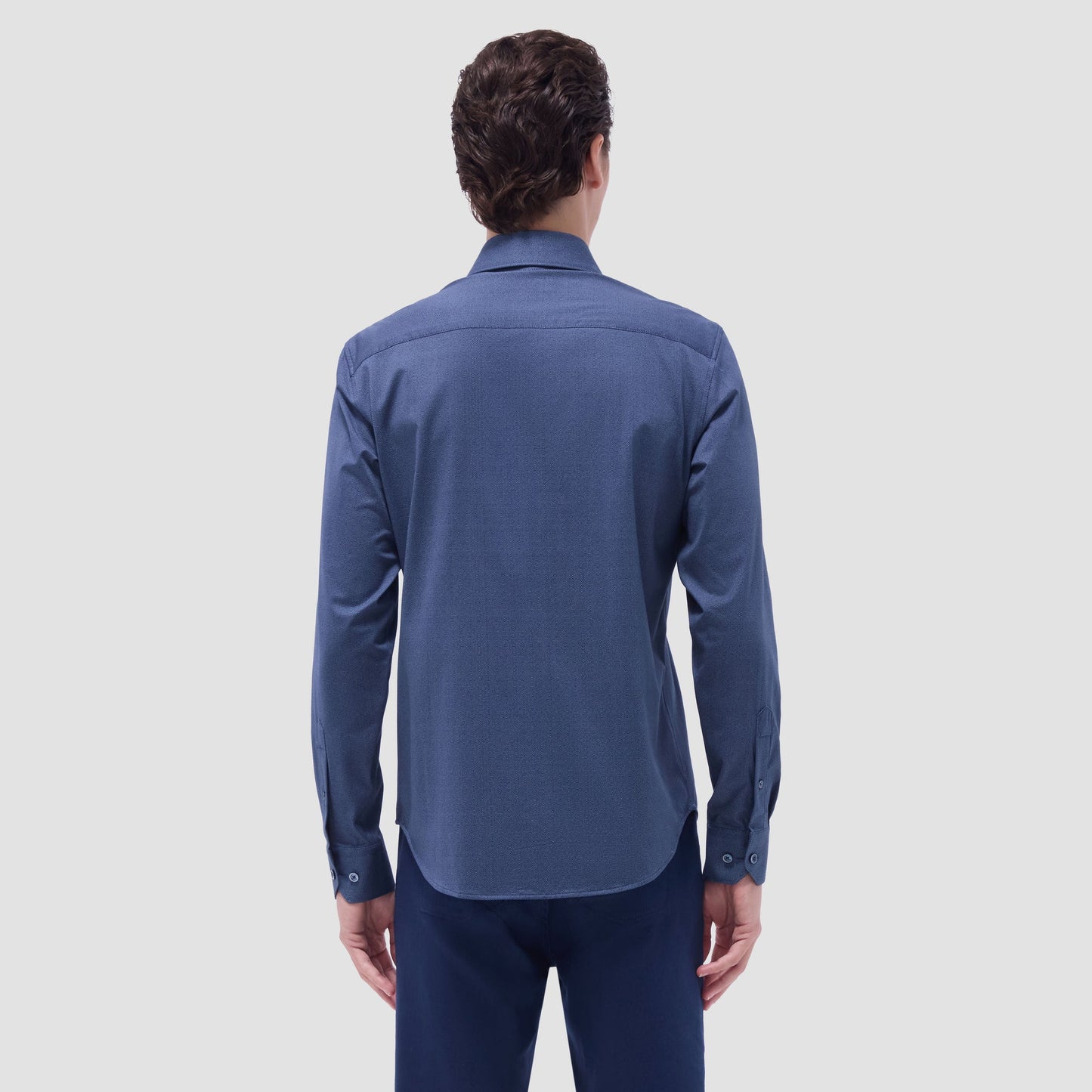 Bugatchi Jimmy Double-Sided Herringbone & Solid OoohCotton® Shirt Navy
