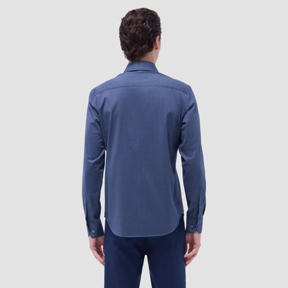 Bugatchi Jimmy Double-Sided Herringbone & Solid OoohCotton® Shirt Navy